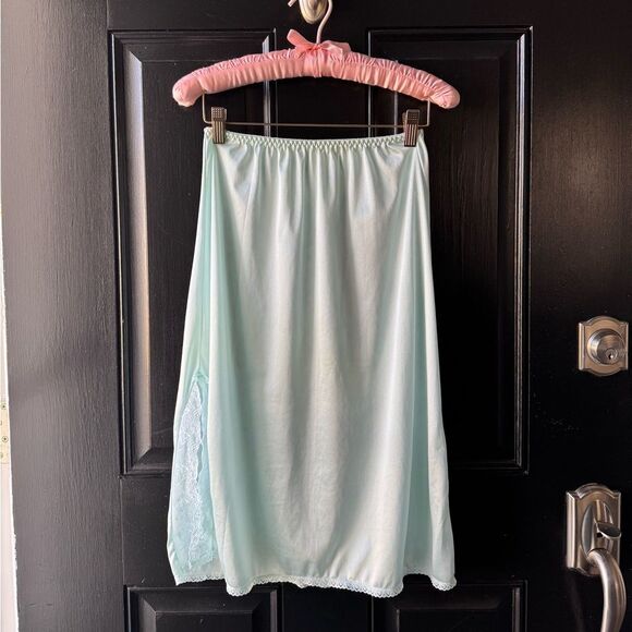 VTG Sears Light Blue Lace Slit Half Slip Size M - Picture 5 of 12